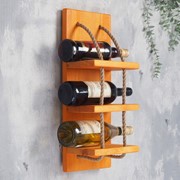 Полка деревянная под 3 бутылки, 50х20х14 см фото