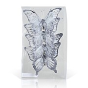 Декор Бабочка из органзы 11х9см металлик с блестками