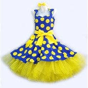 Платье "Стиляги" синее в желтый горох