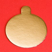 Подложка картонная круглая с ручкой 10см золото (1 шт.) фото