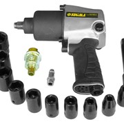 Гайковерт ?“ пневм усил 640Нм с масленкой и насадками 10шт (кейс) фото