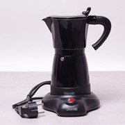 Кофеварка гейзерная электрическая 300мл (6 порций) из алюминия (черный) фото