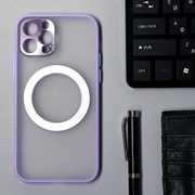 Чехол LuazON для iPhone 12 Pro, поддержка MagSafe, с окантовкой, пластиковый, фиолетовый фото