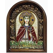 Золотошвейные мастерские, Дивеево Екатерина, святая великомученица, дивеевская икона ручной работы из бисера Высота иконы 17 см фотография