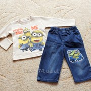 Костюмчик для мальчика, джинсы+кофточка с принтом и вышивкой, фото