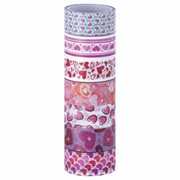 Клейкие WASHI-ленты для декора “СЕРДЦА“, 15 мм х 3 м, 7 цветов, рисовая бумага, ОСТРОВ СОКРОВИЩ, 661708 фотография