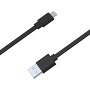 Кабель USB - Micro USB плоский, черный