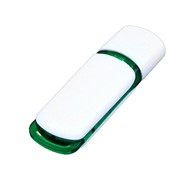 Флешка промо прямоугольной классической формы с цветными вставками, 4 Гб, белый/зеленый фотография