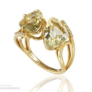 Золотое кольцо с бриллиантами и желтым кварцем “Crystall Envy”. Vianna. Бразилия