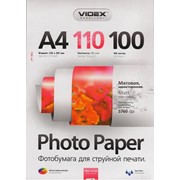 Фотобумага Videx матовая, А4, 110г/м, 100л.