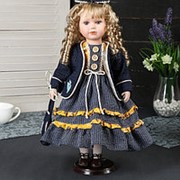 Кукла коллекционная керамика “Алиса в синем платье с бантиком на голове“ 40 см фотография