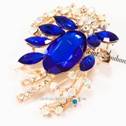 Брошь ''Крупный камень'' с цветными мелкими камнями и стразами,( 5 см) 222093(12) фото