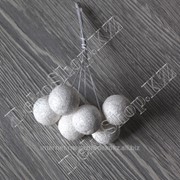 Букетик глиттерных шариков на проволоке, 6 штук, цвет Сверкающий белый фотография
