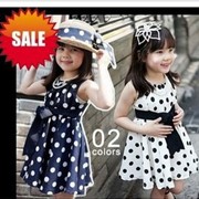 Одежда детская Hot Sale! Free Shipping! 2014 Girls dress new Korean bow wave point sleeveless dress, код 1653517497 фото