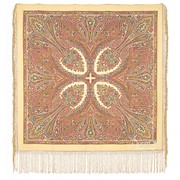 Шерстяной платок из уплотненной ткани с шелковой бахромой "Волшебница"