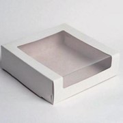 Элегантная коробка для тортов Белая транспортная с окном 225*225*110 фото