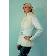 Куртка из белой норки с натуральной кожей фото