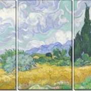 Картина модульная Пшеничное поле с кипарисами фото