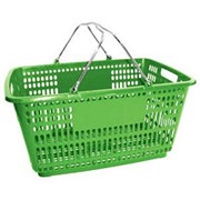 Корзина пластиковая без пластика на ручках, для магазинов и торговых залов, объем 30л, цвет зеленый. MD-PL-210-G фотография