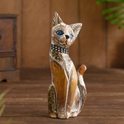 Сувенир “Кошка в ошейнике“ дерево 7х3,5х20 см фото
