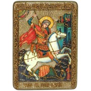 Икона аналойная Чудо святого Георгия о змие на мореном дубе фото