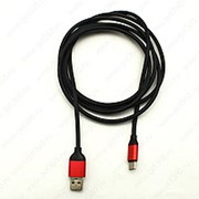USB Кабель Type-C 2м (черный с красным) фото