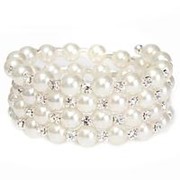 Широкий браслет из многослойной обмотки со стразами фото