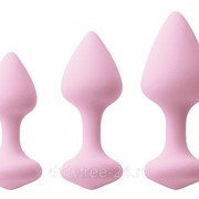 Набор из 3 нежно-розовых анальных пробок Triple Kiss Trainer Kit фото