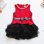 Одежда детская 2013 new girls dress necklace bow belt dot dress thickening and cashmere yarn dress children&#39-s clothing baby kids free shipping, код 1614857268 фото