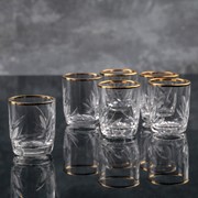 Набор стаканов для вина НЕМАН «Цветок» отводка золотом, 35 мл, 6 шт фото