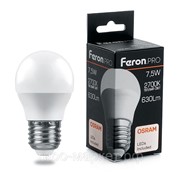 Лампа светодиодная Feron G45, LB-1407, “шар“, 7,5Вт, 220В, Е27, 2700К фотография