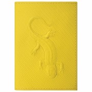 Обложка для паспорта натуральная кожа плетенка, с ящерицей, желтая, STAFF “Profit“, 237205 фотография