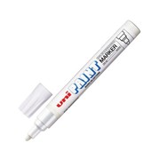 Маркер-краска лаковый (paint marker) UNI (Япония) Paint, 2,2-2,8 мм, БЕЛЫЙ, нитро-основа, алюминиевый корпус, фото