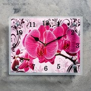 Часы-картина настенные, серия: Цветы, “Розовые орхидеи с узором“, 20х25 см, микс фото