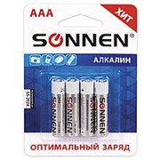Батарейка Sonnen , AAA (LR03), комплект 4 шт., алкалиновые, в блистере, 1,5 В фотография