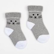 Носки детские махровые, цвет серый, размер 12-14 фото