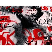 Футер трехнитка на флисе Графити (красный) фото