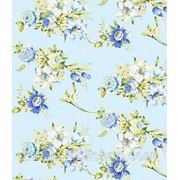 Ткань тик с цветами на голубом фоне фото