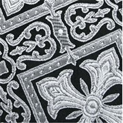 Ткань церковная Каменный цветок, чёрный-серебро фото