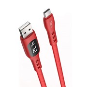 Кабель Hoco S6, USB - Type-C, 3 А, 1.2 м, дисплей с таймером, красный фото