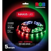 Светодиодная лента SMD5050 30 LED/M RGB/част.герм./коричн.основа фото