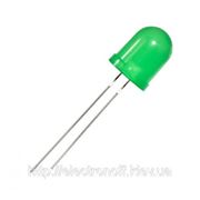 Светодиод D = 10 мм суперяркий диффузный (матовый) зеленый фотография