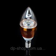 Светодиодная лампа - свеча Е14/3w тёпло-белая фото