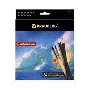Карандаши цветные акварельные BRAUBERG Artist line, 24 цвета, заточенные, высшее качество, 180570 фотография