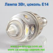 Светодиодная лампа с цоколем E14 3Вт 270 Люмен 3-LED 3200K (85~265В) фото