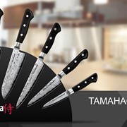 Набор из 5 кухонных стальных ножей Tamahagane и магнитный держатель на выбор фото