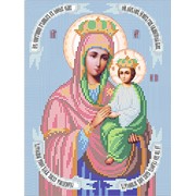 Икона ручной работы Пресвятая Богородица "Споручница грешных" вышитая бисером