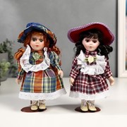 Кукла коллекционная керамика “Малышка Зоя в клетчатом платье“МИКС 20 см фото