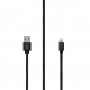 Кабель Rombica Digital IB-04 Black USB - Apple Lightning текстиль 2м черный фото