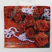 Пакет с петлевой ручкой 40х36 см+8 (70), «розы и жемчуг» фото